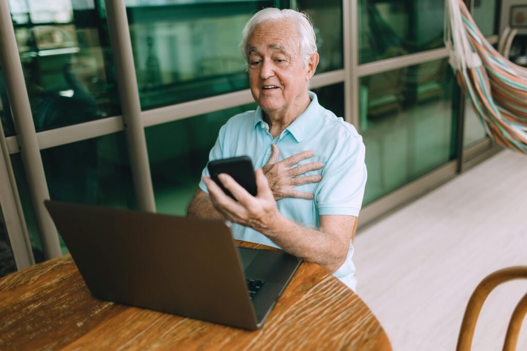 senior in a videocall