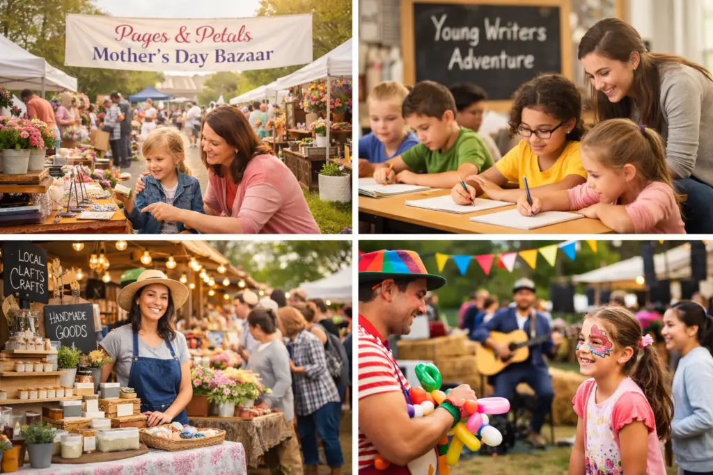 Yakima Markets 2026 family-friendly bazaar with local vendors, kids activities, and Pages & Petals Mother’s Day event